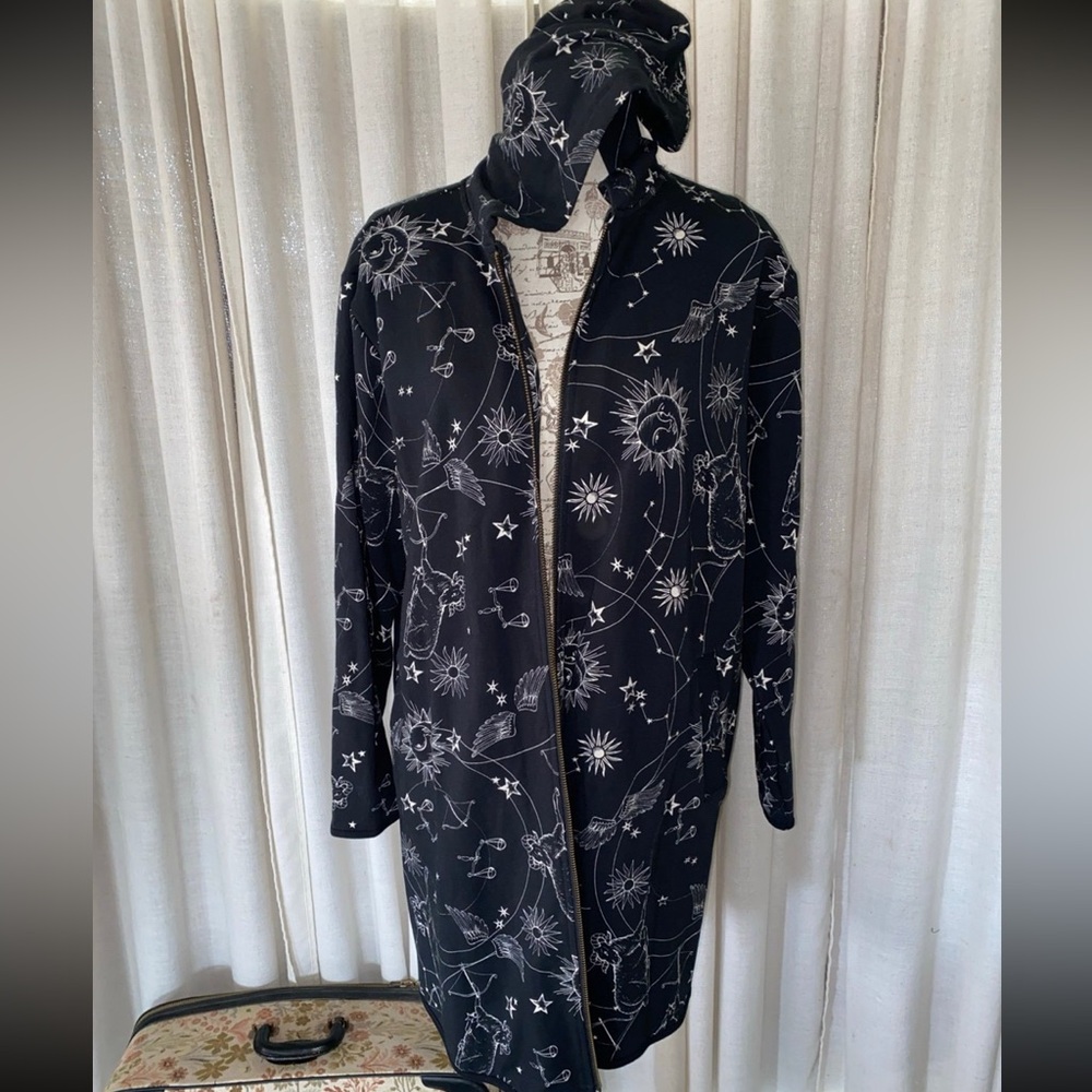 Johnny Was Bijou Astrological Sign Long Hoodie Coat in black - Picture 2 of 8
